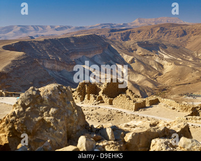 Columbarium, Tower with scenery on the Jewish fortress of Masada near the Dead Sea, Israel, Middle East Stock Photo