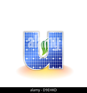 U, letter U, solar panel, illustration, icon, texture Stock Photo