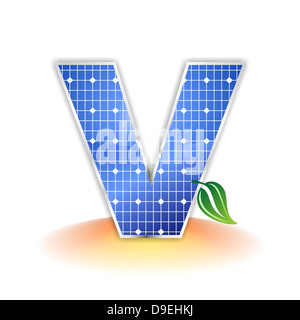 V, capital, letter V, solar panel, illustration, icon, texture Stock Photo