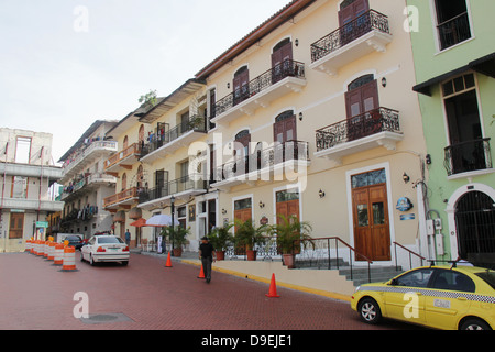 Avenida Eloy Alfaro buildings, Casco Antiguo, Panama Stock Photo
