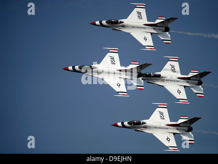 The U.S. Air Force Thunderbird demonstration team. Stock Photo