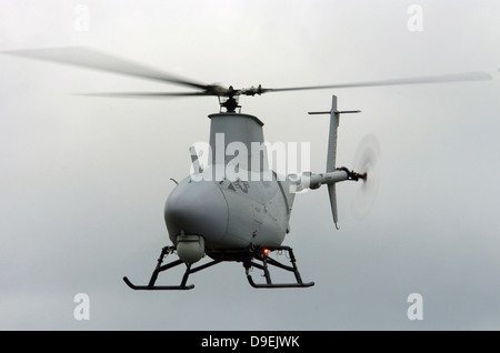 A RQ-8A Fire Scout unmanned aerial vehicle in flight. Stock Photo