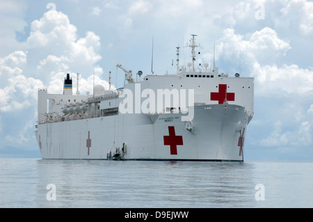 U.S. Naval hospital ship USNS Mercy off the coast of Zamboanga, Philippines. Stock Photo