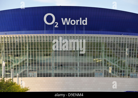 Front view O2 World, O2 arena of the Anschutz entertainment Group, Friedrich's grove cross mountain, Berlin, Germany, Europe Stock Photo