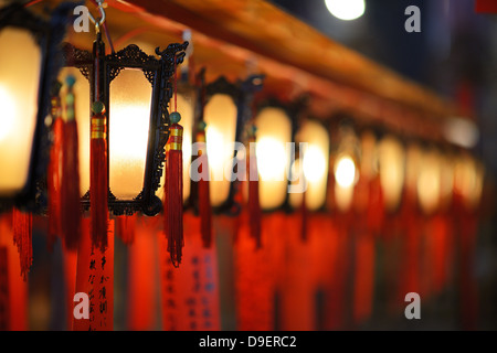 Interior lanterns of Man Mo Temple in Hong Kong, China. Stock Photo
