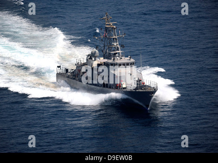 The cyclone-class coastal patrol ship USS Firebolt transits the Arabian Gulf. Stock Photo