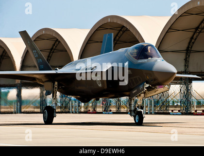 An F-35 Lightning II taxiing at Eglin Air Force Base, Florida. Stock Photo