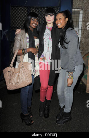 Jessica Cornish aka Jessie J arriving at a recording studio in London. There were a number of fans who had been waiting there for hours to catch a glimpse of the star, and Jessie repaid them by posing for pictures and even bringing out a basket full of chocolate for them and the photographers London, England - 22.02.11 Stock Photo