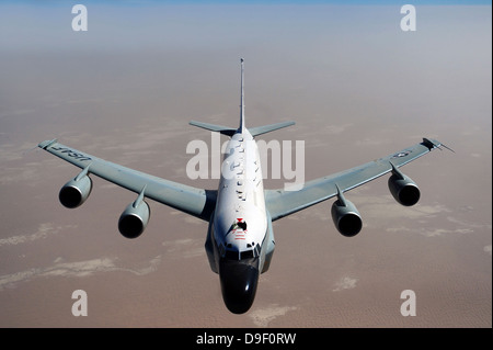 A U.S. Air Force RC-135V/W Rivet Joint reconnaissance aircraft. Stock Photo