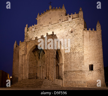 Chiesa Madre at night time in Erice, Sicily. Stock Photo