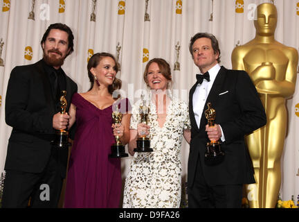 Christian Bale, Natalie Portman, Melissa Leo and Colin Firth 83rd Annual Academy Awards (Oscars) held at the Kodak Theatre - Press Room Los Angeles, California - 27.02.11 Stock Photo