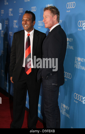 Pictured are Sydney Film Festival Director Nashen Moodley (L) and Australian actor Richard Roxburgh (R) on the red carpet. Stock Photo