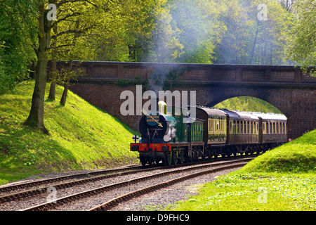 Steam train on Bluebell Railway, Horsted Keynes, West Sussex, England, UK Stock Photo