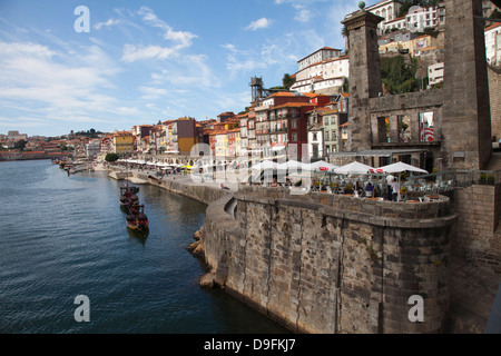 River Douro and old town of Ribeira, Porto, Portugal Stock Photo