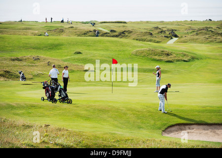 Golf course, Heimaey Island, volcanic Westman Islands, Vestmannaeyjar, Iceland, Polar Regions Stock Photo