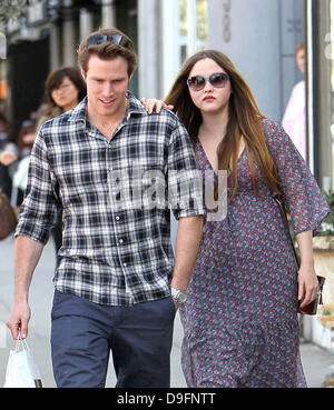 Heavily pregnant Devon Aoki and her fiance James Bailey leaving Joans on Third in West Hollywood. Los Angeles, California - 05.03.11 Stock Photo