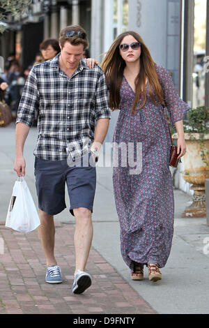 Heavily pregnant Devon Aoki and her fiance James Bailey leaving Joans on Third in West Hollywood. Los Angeles, California - 05.03.11 Stock Photo