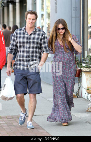 Heavily pregnant Devon Aoki and her fiance James Bailey leaving Joans on Third in West Hollywood. Los Angeles, California - 05.03.11 Stock Photo