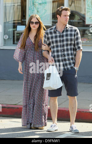 Heavily pregnant Devon Aoki and her fiance James Bailey leaving Joans on Third in West Hollywood. Los Angeles, California - 05.03.11 Stock Photo