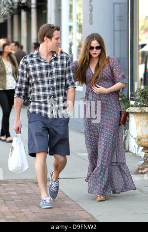 Heavily pregnant Devon Aoki and her fiance James Bailey leaving Joans on Third in West Hollywood. Los Angeles, California - 05.03.11 Stock Photo