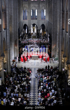 Priest ordinations celebrated by Cardinal Andre Vingt-Trois, in Notre-Dame de Paris cathedral, Paris, France Stock Photo