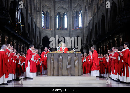 Priest ordinations celebrated by Cardinal Andre Vingt-Trois, in Notre-Dame de Paris cathedral, Paris, France Stock Photo