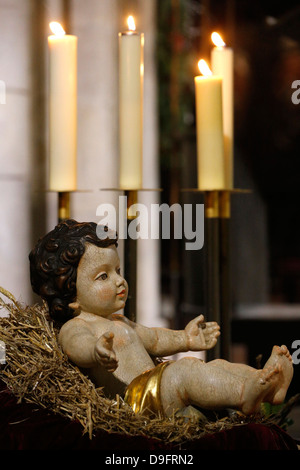 Christmas crib, Notre-Dame de Paris cathedral, Paris, France Stock Photo