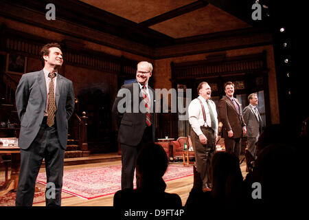 Jason Patric, Jim Gaffigan, Brian Cox, Chris Noth and Kiefer Sutherland Opening night of the Broadway production of 'That Championship Season' at the Bernard B. Jacobs Theatre - Curtain Call. New York City, USA - 06.03.11 Stock Photo
