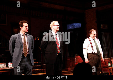 Jason Patric, Jim Gaffigan and Brian Cox Opening night of the Broadway production of 'That Championship Season' at the Bernard B. Jacobs Theatre - Curtain Call. New York City, USA - 06.03.11 Stock Photo