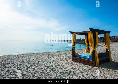 Huge double bed on the beach of Playa Palmira near La Paz, Baja California, Mexico Stock Photo