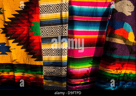 Colourful rugs for sale in the harbour of Los Cabos, Baja California, Mexico