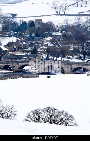 Burnsall in winter, Wharfedale, Yorkshire, England, UK Stock Photo