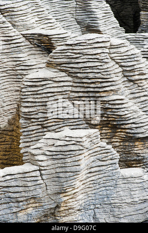 Rock patterns at Pancake Rocks, Punakaiki, West Coast, South Island, New Zealand Stock Photo