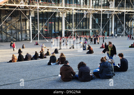 Beaubourg square and George Pompidou Center, Paris, France - Jan 2012 Stock Photo