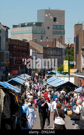 Market in High Street, Walsall, West Midlands, England, UK Stock Photo