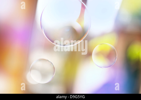 Soap bubbles on summer background Stock Photo