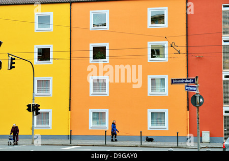 Colorful street, Nuremberg, Bavaria, Germany - Jan 2012 Stock Photo