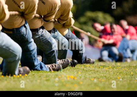 Aberdeen, Scotland - June 16th, 2013: A tug of war contest at the Aberdeen Highland Games in Hazlehead Park. Stock Photo