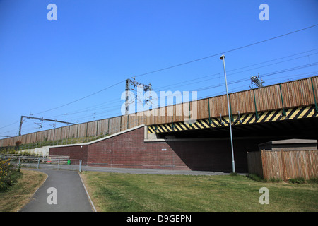 New railway bridge at Armitage Staffordshire upgraded as part of the modernisation of the West Coast Main Line completed in 2008 Stock Photo