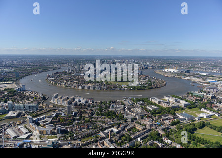 Aerial photograph Showing Isle of Dogs and Canary Wharf Stock Photo