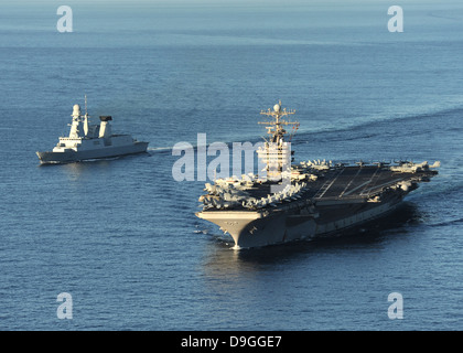 USS Abraham Lincoln and French Navy destroyer Forbin. Stock Photo