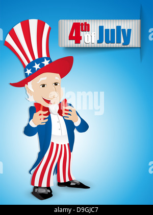 Uncle Sam Fourth of July Banner Vector illustration Stock Photo - Alamy