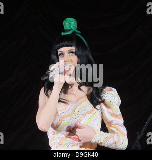 Singer Katy Perry performing her 'Californian Dreams Tour' at the Hammersmith Apollo where she got into the spirit of St.Patrick's day. London, England - 17.03.11 Stock Photo