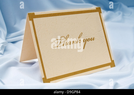 Thank you text on card Stock Photo