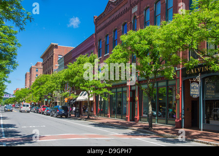 Market Street in the historic downtown Gaffer District of Corning New York Stock Photo