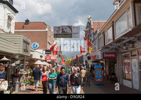 People shopping in the center of the city Winterswijk in the Netherlands Stock Photo