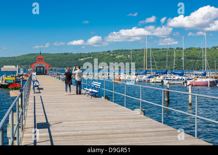 Waterfront harbor area on Seneca Lake in Watkins Glen in the Finger Lakes region of New York Stock Photo