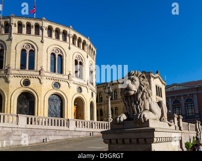 Norwegian Parliament building in Oslo, Norway, known as the Storting or Stortinget Stock Photo