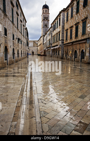 Dubrovnik in the dawn rain with beautiful reflections Stock Photo