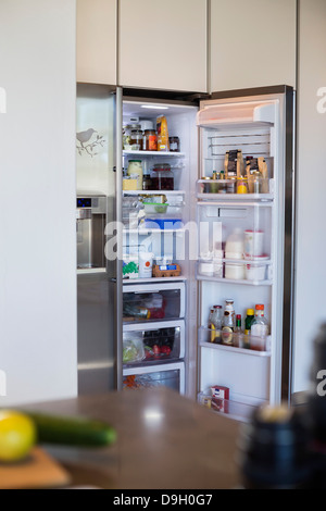 Assorted food in a refrigerator Stock Photo